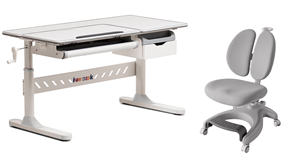 Комплект стол-трансформер Fundesk Fiore Grey + эргономичное кресло Fundesk Solerte + серый чехол в подарок