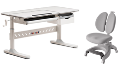 Комплект стол-трансформер Fundesk Fiore Grey + эргономичное кресло Fundesk Solerte + серый чехол в подарок - фото 10252