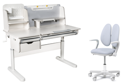 Комплект парта Ammi Grey + кресло Mente  Grey с подлокотниками и подставкой - копия 250634