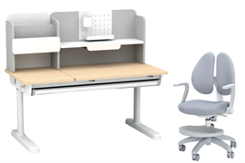 Комплект парта Ginepro Grey + кресло Primo Grey с подлокотниками и подставкой