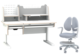 Комплект парта Ammi Grey + кресло Primo Grey с подлокотниками и подставкой