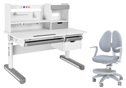 Комплект парта Sentire Grey + кресло Primo Grey с подлокотниками и подставкой