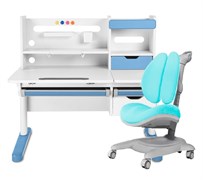 Комплект стол-трансформер Fundesk Sentire Blue + эргономичное кресло Cubby Arnica Grey + голубой чехол в подарок!